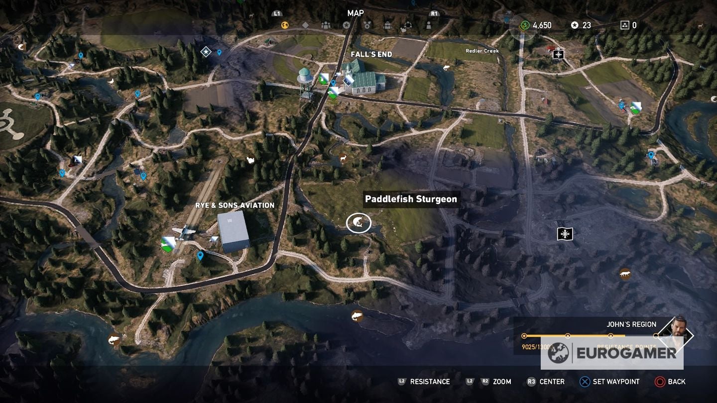 Far Cry 5 Bass, Salmon, Sturgeon and Trout locations